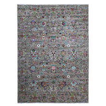 Load image into Gallery viewer, 8&#39;1&quot;x11&#39;2&quot; Thunder Gray, Afghan Sultani Pomegranate Design, Vegetable Dyes, Hand Knotted, All Wool, Oriental Rug FWR534654