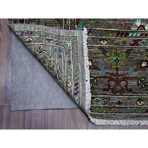 8'1"x11'2" Thunder Gray, Afghan Sultani Pomegranate Design, Vegetable Dyes, Hand Knotted, All Wool, Oriental Rug FWR534654