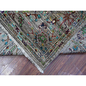 8'1"x11'2" Thunder Gray, Afghan Sultani Pomegranate Design, Vegetable Dyes, Hand Knotted, All Wool, Oriental Rug FWR534654