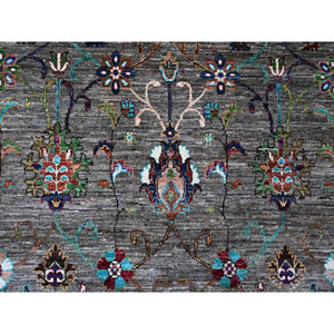 8'1"x11'2" Thunder Gray, Afghan Sultani Pomegranate Design, Vegetable Dyes, Hand Knotted, All Wool, Oriental Rug FWR534654