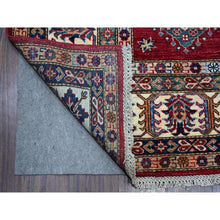 Load image into Gallery viewer, 7&#39;9&quot;x9&#39;9&quot; Cereza Red With Shoji White, Afghan Super Kazak All Over Design With Central Medallion, Vegetable Dyes, Pure and Velvety Wool, Hand Knotted, Oriental Rug FWR534660