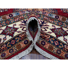 Load image into Gallery viewer, 7&#39;9&quot;x9&#39;9&quot; Cereza Red With Shoji White, Afghan Super Kazak All Over Design With Central Medallion, Vegetable Dyes, Pure and Velvety Wool, Hand Knotted, Oriental Rug FWR534660