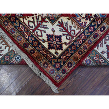 Load image into Gallery viewer, 7&#39;9&quot;x9&#39;9&quot; Cereza Red With Shoji White, Afghan Super Kazak All Over Design With Central Medallion, Vegetable Dyes, Pure and Velvety Wool, Hand Knotted, Oriental Rug FWR534660