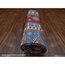 Load image into Gallery viewer, 7&#39;9&quot;x9&#39;9&quot; Cereza Red With Shoji White, Afghan Super Kazak All Over Design With Central Medallion, Vegetable Dyes, Pure and Velvety Wool, Hand Knotted, Oriental Rug FWR534660