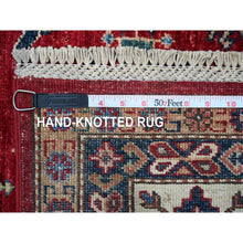 Load image into Gallery viewer, 7&#39;9&quot;x9&#39;9&quot; Cereza Red With Shoji White, Afghan Super Kazak All Over Design With Central Medallion, Vegetable Dyes, Pure and Velvety Wool, Hand Knotted, Oriental Rug FWR534660