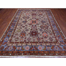 Load image into Gallery viewer, 8&#39;1&quot;x10&#39;1&quot; Elephant Gray, Hand Knotted, Afghan Super Kazak Tribal Medallions, Vegetable Dyes, Soft Wool, Oriental Rug FWR534666