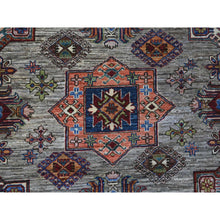 Load image into Gallery viewer, 8&#39;1&quot;x10&#39;1&quot; Elephant Gray, Hand Knotted, Afghan Super Kazak Tribal Medallions, Vegetable Dyes, Soft Wool, Oriental Rug FWR534666