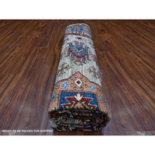 Load image into Gallery viewer, 8&#39;1&quot;x10&#39;1&quot; Elephant Gray, Hand Knotted, Afghan Super Kazak Tribal Medallions, Vegetable Dyes, Soft Wool, Oriental Rug FWR534666