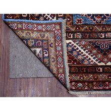 Load image into Gallery viewer, 7&#39;10&quot;x10&#39; Busty Blue, Ivory Border, Large Medallions, Hand Knotted, Natural Dyes, Afghan Super Kazak All Wool, Oriental Rug FWR534672