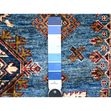 Load image into Gallery viewer, 7&#39;10&quot;x10&#39; Busty Blue, Ivory Border, Large Medallions, Hand Knotted, Natural Dyes, Afghan Super Kazak All Wool, Oriental Rug FWR534672