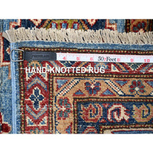 Load image into Gallery viewer, 7&#39;10&quot;x10&#39; Busty Blue, Ivory Border, Large Medallions, Hand Knotted, Natural Dyes, Afghan Super Kazak All Wool, Oriental Rug FWR534672