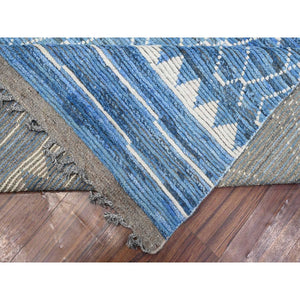 12'x16'1" Alaskan Blue, Hand Knotted, Wool On Wool Foundation, Natural Dyes, All Over Hexagon Pattern, Pure Wool, Marmoucha Inspired Moroccan Weave, Extra Large Oriental Rug FWR534810