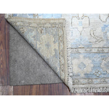 Load image into Gallery viewer, 3&#39;x19&#39;5&quot; Powder Blue, Soft Afghan Wool Weft, Hand Knotted, Angora Oushak, Natural Dyes, Tribal All Over Flower And Leaf Design, XL Runner Oriental Rug FWR534822