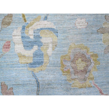 Load image into Gallery viewer, 10&#39;x13&#39;6&quot; Ice Blue, Soft Wool Weft, Natural Dyes, Rural All Over Elements Design, Hand Knotted, Afghan Angora Oushak, Oriental Rug FWR534900