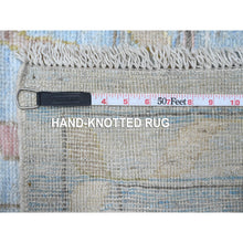 Load image into Gallery viewer, 10&#39;x13&#39;6&quot; Ice Blue, Soft Wool Weft, Natural Dyes, Rural All Over Elements Design, Hand Knotted, Afghan Angora Oushak, Oriental Rug FWR534900