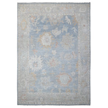 Load image into Gallery viewer, 9&#39;8&quot;x13&#39;5&quot; Oxford Gray, Village Flower And Leaf Design, Natural Dyes, Wool Weft, Hand Knotted Afghan Angora Oushak, Oriental Rug FWR534918