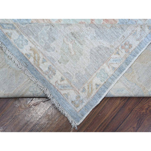 9'8"x13'5" Oxford Gray, Village Flower And Leaf Design, Natural Dyes, Wool Weft, Hand Knotted Afghan Angora Oushak, Oriental Rug FWR534918