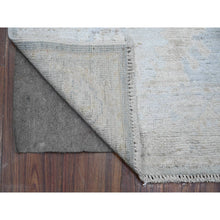 Load image into Gallery viewer, 2&#39;9&quot;x19&#39;6&quot; Cloud Gray, Soft Wool Weft, Natural Dyes, Afghan Angora Oushak, Hand Knotted With Rural Floral Medallions All Over Design, Oversized Runner Oriental Rug FWR534942