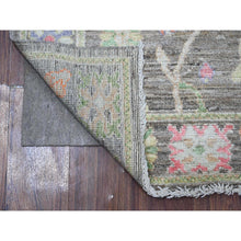 Load image into Gallery viewer, 2&#39;10&quot;x10&#39;7&quot; Vampire Gray, Hand Knotted, Wool Foundation, Vibrant Tribal Floral Motifs All Over Design, Natural Dyes, Afghan Angora Oushak, Runner Oriental Rug FWR534966