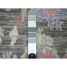 Load image into Gallery viewer, 2&#39;10&quot;x10&#39;7&quot; Vampire Gray, Hand Knotted, Wool Foundation, Vibrant Tribal Floral Motifs All Over Design, Natural Dyes, Afghan Angora Oushak, Runner Oriental Rug FWR534966