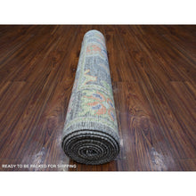 Load image into Gallery viewer, 2&#39;10&quot;x10&#39;7&quot; Vampire Gray, Hand Knotted, Wool Foundation, Vibrant Tribal Floral Motifs All Over Design, Natural Dyes, Afghan Angora Oushak, Runner Oriental Rug FWR534966