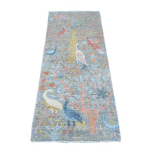 Load image into Gallery viewer, 2&#39;6&quot;x5&#39;10&quot; Wales Gray, Hand Knotted, Afghan Peshawar with Birds of Paradise, Vegetable Dyes, Vibrant Wool, Runner Oriental Rug FWR534972