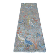 Load image into Gallery viewer, 2&#39;7&quot;x7&#39;9&quot; Boothbay Gray, Hand Knotted Natural Wool, Afghan Peshawar with Birds of Paradise, Vegetable Dyes, Runner Oriental Rug FWR534978