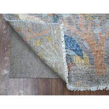 Load image into Gallery viewer, 2&#39;7&quot;x7&#39;9&quot; Boothbay Gray, Hand Knotted Natural Wool, Afghan Peshawar with Birds of Paradise, Vegetable Dyes, Runner Oriental Rug FWR534978