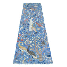 Load image into Gallery viewer, 2&#39;6&quot;x8&#39;2&quot; Ultramarine Blue, Afghan Peshawar with Birds of Paradise Vegetable Dyes, Organic Wool Hand Knotted, Runner Oriental Rug FWR534984