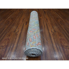 Load image into Gallery viewer, 2&#39;6&quot;x5&#39;9&quot; Dolphin Gray, Hand Knotted Natural Wool, Afghan Peshawar with Birds of Paradise, Vegetable Dyes, Runner Oriental Rug FWR534990