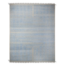 Load image into Gallery viewer, 11&#39;9&quot;x15&#39;1&quot; Little Boy Blue, Hi-Low Embossed Pile, Vibrant and Soft Wool, Hand Knotted, Moroccan Weave Ben Ourain Design Oversized Oriental Rug FWR535014