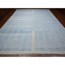 Load image into Gallery viewer, 11&#39;9&quot;x15&#39;1&quot; Little Boy Blue, Hi-Low Embossed Pile, Vibrant and Soft Wool, Hand Knotted, Moroccan Weave Ben Ourain Design Oversized Oriental Rug FWR535014