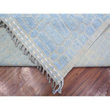 Load image into Gallery viewer, 11&#39;9&quot;x15&#39;1&quot; Little Boy Blue, Hi-Low Embossed Pile, Vibrant and Soft Wool, Hand Knotted, Moroccan Weave Ben Ourain Design Oversized Oriental Rug FWR535014