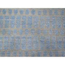 Load image into Gallery viewer, 11&#39;9&quot;x15&#39;1&quot; Little Boy Blue, Hi-Low Embossed Pile, Vibrant and Soft Wool, Hand Knotted, Moroccan Weave Ben Ourain Design Oversized Oriental Rug FWR535014