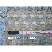 Load image into Gallery viewer, 11&#39;9&quot;x15&#39;1&quot; Little Boy Blue, Hi-Low Embossed Pile, Vibrant and Soft Wool, Hand Knotted, Moroccan Weave Ben Ourain Design Oversized Oriental Rug FWR535014