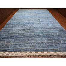 Load image into Gallery viewer, 12&#39;x18&#39;5&quot; Queen Blue, Zemmour Moroccan Weave Inspired Design, Soft and Shiny Wool Hand Knotted, Vegetable Dyes, Wool On Wool, Oversized Oriental Rug FWR535020