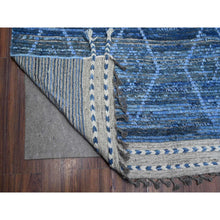 Load image into Gallery viewer, 12&#39;x18&#39;5&quot; Queen Blue, Zemmour Moroccan Weave Inspired Design, Soft and Shiny Wool Hand Knotted, Vegetable Dyes, Wool On Wool, Oversized Oriental Rug FWR535020