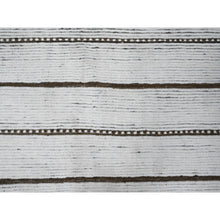 Load image into Gallery viewer, 10&#39;x14&#39;5&quot; Daisy White, Hand Knotted, Horizontal Line Pattern Moroccan Weave, Oulad Bousbaa Design, Shiny Wool, Vegetable Dyes, Oriental Rug FWR535068