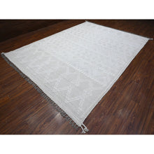 Load image into Gallery viewer, 9&#39;x12&#39;3&quot; Lexicon White, Hand Knotted Piled Kilim Flat Weave, Geometric Moroccan Weave Inspired Natural Wool, Vegetable Dyes, Tone On Tone, Oriental Rug FWR535122