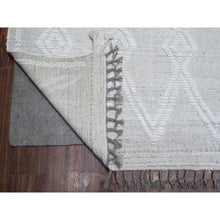 Load image into Gallery viewer, 9&#39;x12&#39;3&quot; Lexicon White, Hand Knotted Piled Kilim Flat Weave, Geometric Moroccan Weave Inspired Natural Wool, Vegetable Dyes, Tone On Tone, Oriental Rug FWR535122