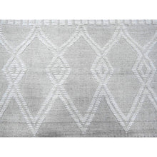 Load image into Gallery viewer, 9&#39;x12&#39;3&quot; Lexicon White, Hand Knotted Piled Kilim Flat Weave, Geometric Moroccan Weave Inspired Natural Wool, Vegetable Dyes, Tone On Tone, Oriental Rug FWR535122