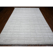 Load image into Gallery viewer, 8&#39;x10&#39;7&quot; Alabaster White, Hand Knotted Velvety Wool, Vegetable Dyes, Moroccan Weave Box Pattern With Zemmour Design, Oriental Rug FWR535146