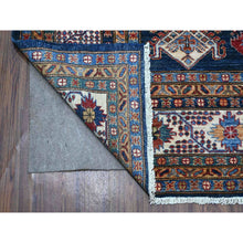 Load image into Gallery viewer, 8&#39;2&quot;x9&#39;10&quot; Duke Blue and Chiffon White, Vibrant Wool, Afghan Super Kazak With Geometric Medallions Design, Vegetable Dyes, Hand Knotted Oriental Rug FWR535206