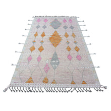 Load image into Gallery viewer, 5&#39;x8&#39;4&quot; Dark Pastel Pink, Hand Knotted Shiny Wool, Moroccan Weave Influenced Chiadma Design, Tone On Tone Natural Dyes, Oriental Rug FWR535230