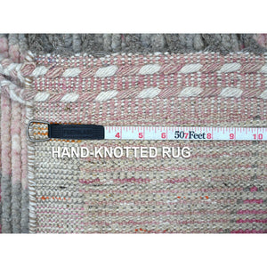 5'x8'4" Dark Pastel Pink, Hand Knotted Shiny Wool, Moroccan Weave Influenced Chiadma Design, Tone On Tone Natural Dyes, Oriental Rug FWR535230