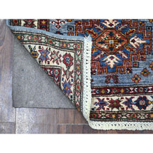 Load image into Gallery viewer, 2&#39;6&quot;x6&#39;2&quot; Krypton Gray, Afghan Super Kazak Pure Wool, Natural Dyes Tribal Medallion Design, Hand Knotted, Short Runner Oriental Rug FWR535290