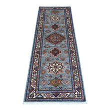 Load image into Gallery viewer, 2&#39;5&quot;x6&#39;10&quot; Manatee Gray, Hand Knotted All Over Tribal Medallions, Vegetable Dyes, Afghan Super Kazak Pure Wool, Oriental Rug FWR535314