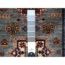 Load image into Gallery viewer, 2&#39;5&quot;x6&#39;10&quot; Manatee Gray, Hand Knotted All Over Tribal Medallions, Vegetable Dyes, Afghan Super Kazak Pure Wool, Oriental Rug FWR535314