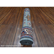 Load image into Gallery viewer, 2&#39;5&quot;x6&#39;10&quot; Manatee Gray, Hand Knotted All Over Tribal Medallions, Vegetable Dyes, Afghan Super Kazak Pure Wool, Oriental Rug FWR535314