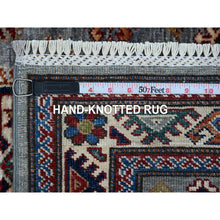 Load image into Gallery viewer, 2&#39;5&quot;x6&#39;10&quot; Manatee Gray, Hand Knotted All Over Tribal Medallions, Vegetable Dyes, Afghan Super Kazak Pure Wool, Oriental Rug FWR535314